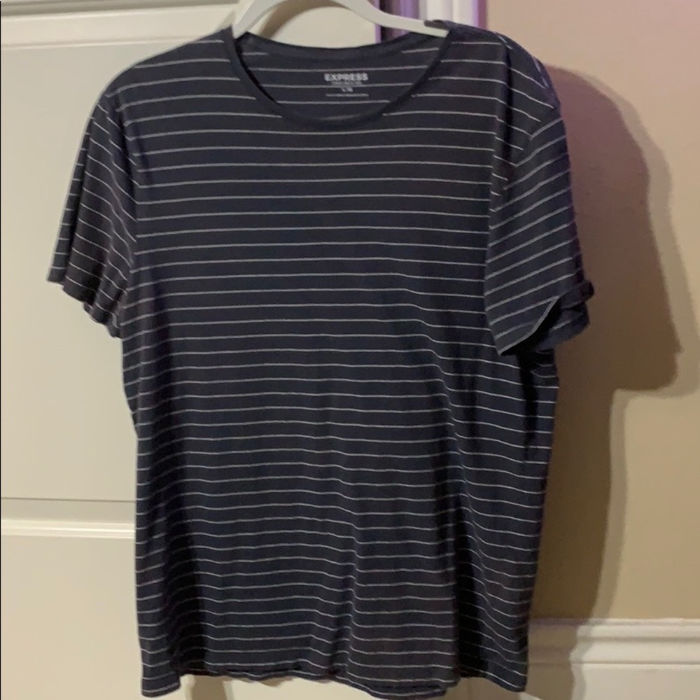Express Navy Blue Striped T-Shirt- Large